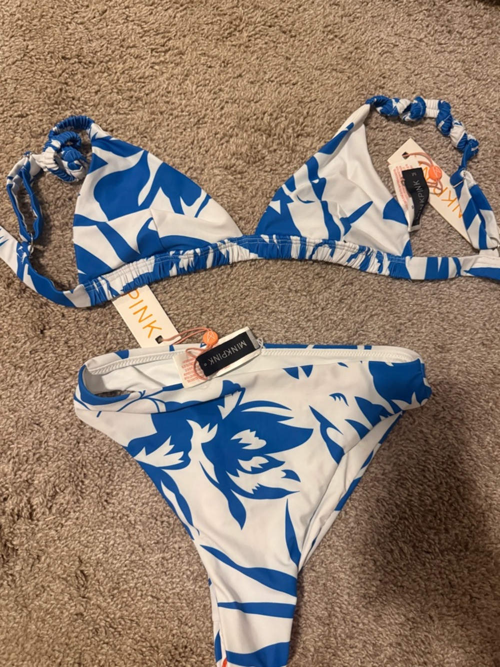 Blue & White Floral Bikini Set - Picture 3 of 6